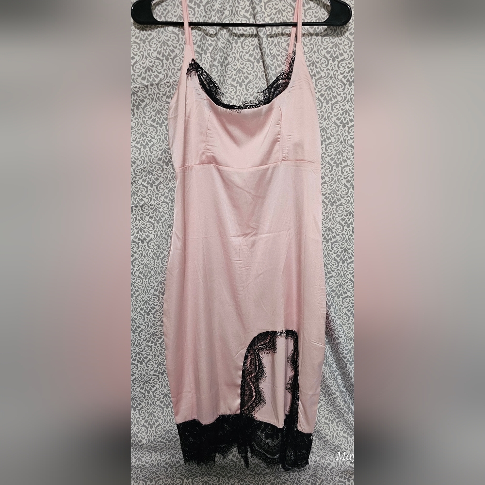 CBR Pink Chemise with Black Lace Trim